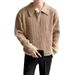 Men’S Slim-Fit Polo Knit Sweater – Half-Zip Business Casual Pullover, Breathable & Stretch Polyester (Black/Grey/Khaki) – All-Day Comfort_viptrois.com