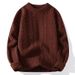 Men's Cable Knit Sweater - Oversized Fit, 100% Polyester, Round Neck Pullover (White/Black/Gray/Brown)_viptrois.com