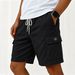 Men's Casual Cotton Linen Shorts Elastic Waist Drawstring Summer Quick Drying Fabric Straight Leg With Pockets_viptrois.com