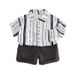 2025 New Cute Casual Thin Summer Set Baby Boy Cool Handsome Vertical Shirt Short Sleeve_viptrois.com