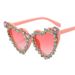Retro Diamond Studded Sunglasses, Fashionable Peach Heart Sunglasses For Women, Metal Hinges, Large Frame, Personalized Glasses, Cross Border_viptrois.com