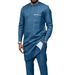 Men's Clothing New Style Affordable Men's Suit Men's Two Piece Suit Solid Color Round Neck African Ethnic Style_viptrois.com
