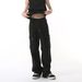 Men's Clothing High Street Cleanfit Splicing Zipper Design Hip Hop Casual Solid Color Jeans_viptrois.com