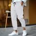 Men's Linen Striped Casual Pants - Loose Fit, Breathable & Stylish For Everyday Wear_viptrois.com