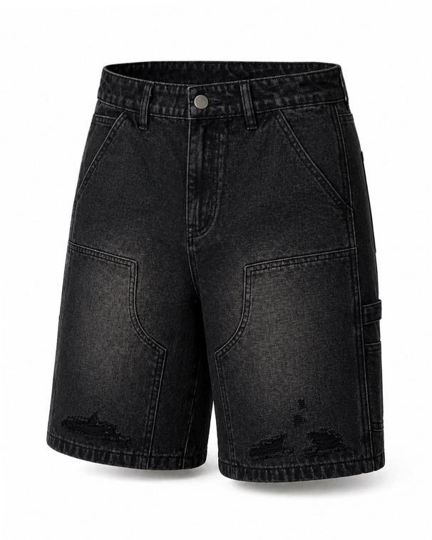 Men's Summer Denim Shorts Trendy Distressed Loose Fit Casual Five Point Versatile Pants Men's Clothing_viptrois.com