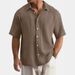 Men's Loose Casual Cotton Shirt Summer New American Style Short Sleeved Top For Men_viptrois.com