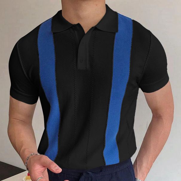 Men's Clothing New Style Men's Summer Short Sleeve Knitwear White Striped Slim Fit Business Polo Shirt_viptrois.com
