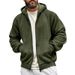 Men's Casual Fleece Lined Zip Up Cardigan Hooded Sweatshirt Jacket European American Style Composite Fleece Lined Men's Clothing Top_viptrois.com