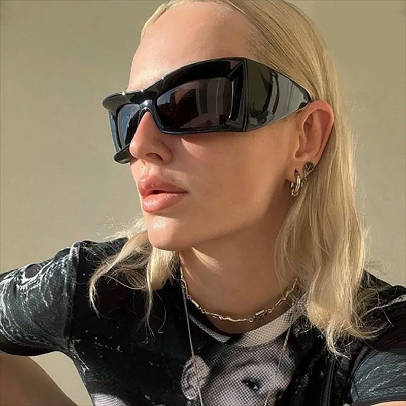 Sunglasses Ins Style Trendy Brand Cat Eye Thick Frame Y2K Internet Celebrity Concave Shape Sunglasses For Men And Women_viptrois.com