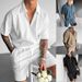 Men's Clothing Zipper Polo Casual Short sleeved Drawstring Shorts Men's Suit_viptrois.com