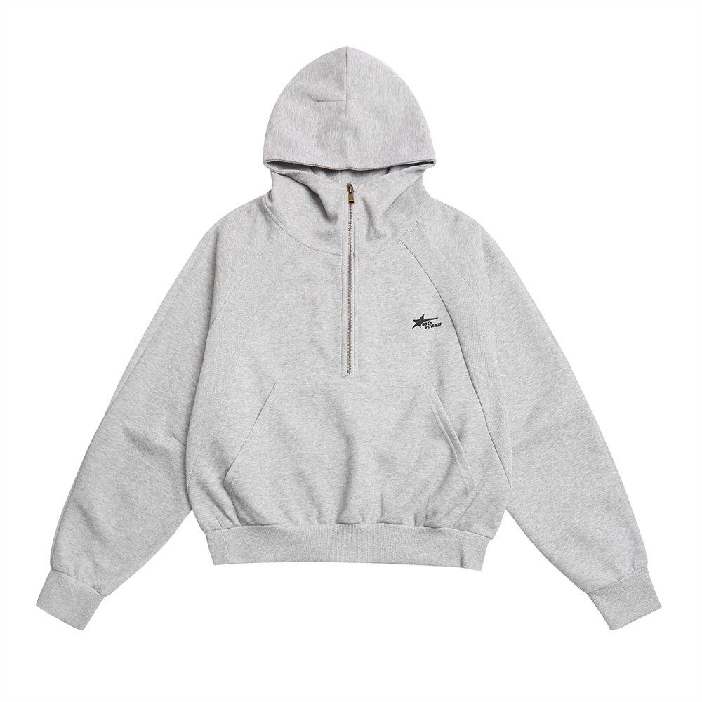 Outdoor Hooded Sweatshirt For Men, Trendy Brand, Vibe, 3D Cut Design, Half-Zip Pullover Sports Hoodie_viptrois.com