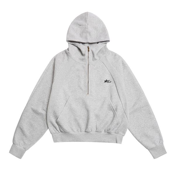 Outdoor Hooded Sweatshirt For Men, Trendy Brand, Vibe, 3D Cut Design, Half-Zip Pullover Sports Hoodie_viptrois.com