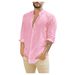 Men's Clothing Loose Linen Cardigan Solid Color Casual Stand Collar Long Sleeve Shirt_viptrois.com