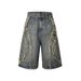 Men's Clothing Fashion Brand Personality Retro Street Men And Women All Match High Street Nostalgic Washed Drape Wave Casual Short Length Jeans_viptrois.com
