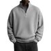 Men's Waffle-Knit Half-Zip Sweatshirt – Seasonless Stretch Polyester Pullover (Breathable Grid Texture, 10 Colors, S-5XL)_viptrois.com
