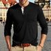 Henley Shirt – Autumn Weight Long Sleeve Tee In Heathered Cotton Blend (Wine/Black/Light Blue/Army Green/White/Brown/Light Grey/Denim Blue)_viptrois.com