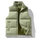 Men's Color-Block Sleeveless Vest, Thickened Warm Winter Waistcoat With Stand Collar & Double Breasted Design_viptrois.com