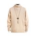 Men's High Neck Knit Sweater – Warm Winter Pullover With Slim Fit (Black/White/Grey/Army Green/Brown, M-3XL)_viptrois.com