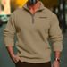 Pure Pure 2025 Independent Station Plus Size Winter Fleece Half-Zip Stand Collar Pullover Solid Color Casual Sweatshirt Men's_viptrois.com