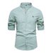Men's Clothing Cotton Linen Casual Men's Fashion Business Solid Color Long Sleeve Shirt_viptrois.com