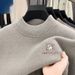 Loom Loom Mink Velvet Half Turtleneck Knitwear Men's Autumn Winter Trendy Embroidered Base Sweater Warm Loose Plus Size Inner Wear_viptrois.com