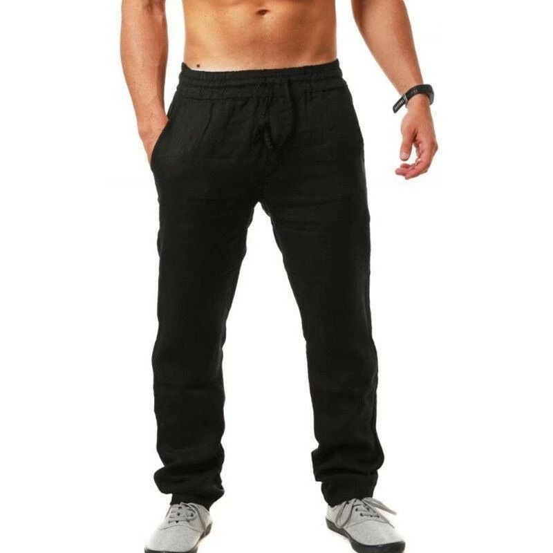 Wish Summer Men's Large Size Breathable Cotton Linen Loose Casual Wide-leg Trousers_viptrois.com