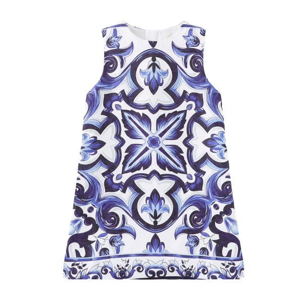 Mother & Kids New Children's Skirt Girls Blue And White Porcelain Dress Sleeveless Vest Skirt_viptrois.com