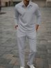 Men's Autumn And Winter Long Sleeved Trousers Jacquard Fabric Polo Shirt Suit Suitable For Daily Leisure Sports_viptrois.com