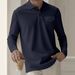 "Men's Plaid Long Sleeve Polo Shirt - Breathable Button-Down Pocket Design For Casual & Business Wear - White/Black/Grey/Orange/Navy"_viptrois.com