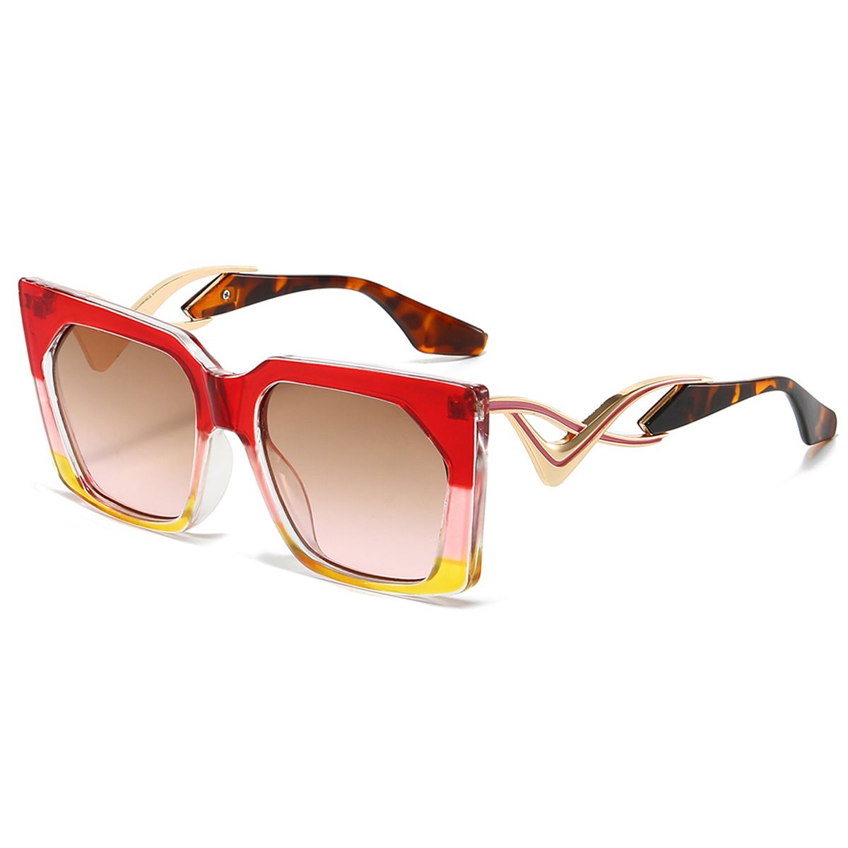 Men's Sunglasses Personalized Contrast Color Square Cat Eye Sunglasses For Women High End New Large Frame Hollow Anti Ultraviolet Sunglasses_viptrois.com