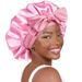 Satin Ribbon Bow Wide Brim Sleep Cap For Women – Soft Silk-Like Hair Protection In Multiple Colors_viptrois.com