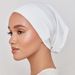 Women's Hijab modal cotton bottoming hat with two ends through solid color comfortable breathable ladies headscarf_viptrois.com