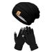 hot selling winter fashion knitted wool hat for women warm hat gloves two piece set thickened plus velvet cold hat_viptrois.com