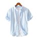 Men's Clothing Retro Casual Thin Short Sleeve Loose Cotton And Linen Shirt_viptrois.com