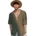 Vintage Old Money Style Cuban Collar Hollow Knit Men Hawaiian Beach Vacation Loose Short Sleeve Shirt_viptrois.com