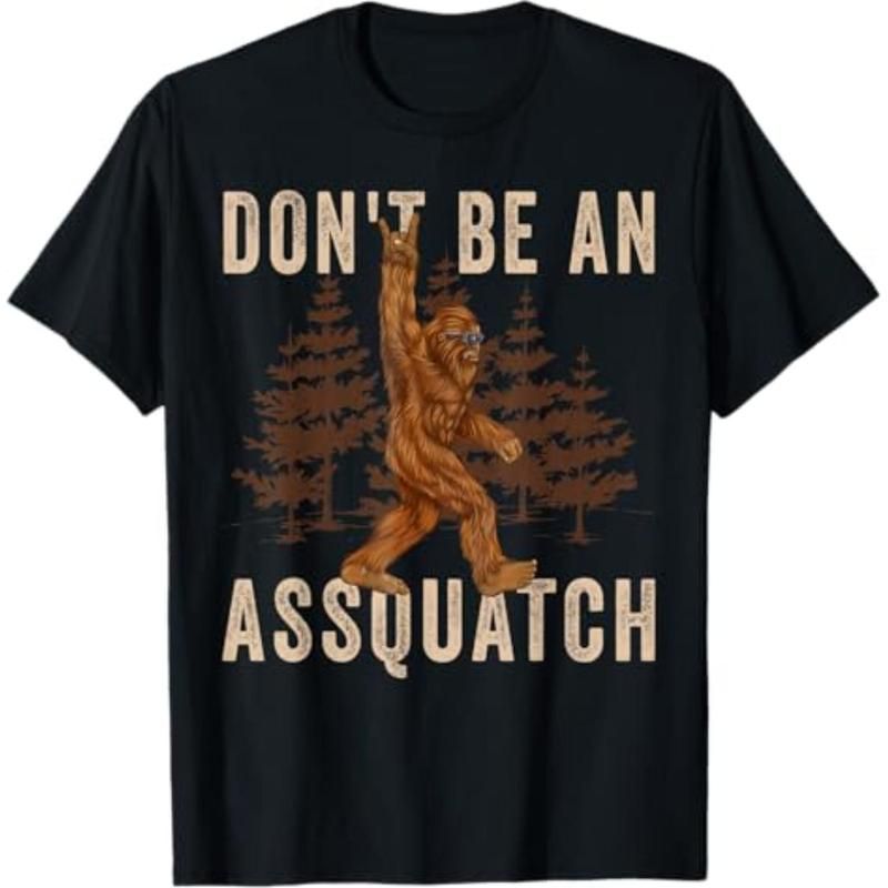 algodón Mangas Cortas Don't Be An Assquatch Outdoor Sasquatch Funny Bigfoot Camiseta Unisex De Cuello En V Para Mujeres_viptrois.com