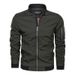 Men's Clothing Men's Slim Fit Lightweight Baseball Jacket With Stand Collar - Casual Outerwear In Solid Colors (Navy, Black, Army Green, Red, Khaki)_viptrois.com