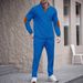 Men's Autumn New American Style Stand Up Collar Button Elbow Pads Color Matching Long Sleeved Sweatshirt Trousers Suit_viptrois.com