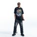 National Trend American Street Spray Paint Washed Direct Print Loose Fit Cartoon T-Shirt For Men_viptrois.com