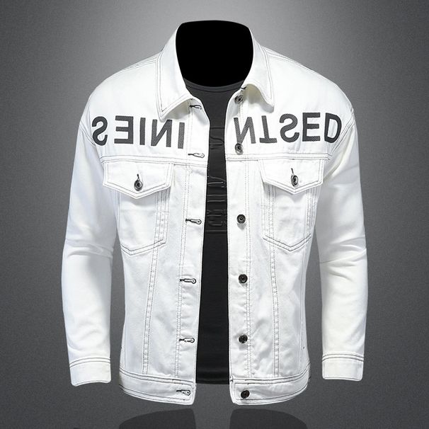 Men's Clothes Plain White Embroidered Denim Pair Casual Jacket For Men And Women_viptrois.com