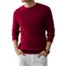 Men's Jacquard Knit Sweater – Relaxed Fit Round Neck Pullover, Breathable Viscose Blend, Business Casual Style (Beige/Navy/Red/Black/)_viptrois.com