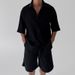 Men's Clothing Casual Fashion Sports Suit Striped Shirt Loose Shorts_viptrois.com