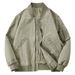 Men's Cotton Short Bomber Jacket Military Style Casual Flight Jacket With Stand Collar For Spring & Autumn (Light Army Green, Khaki, Olive Green)_viptrois.com