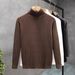 Men's High Neck Sweater Slim Fit Long Neck Knitwear Warm Solid Color Trendy Underwear For Youth Autumn Winter_viptrois.com