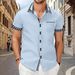 Men's Clothing Foreign Trade Summer New Short Sleeved Men's Shirt Casual Pocket Stitching Contrast Color Top_viptrois.com