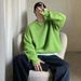 Fall/Winter Solid Color Interior Men's Bottom Knitted Sweater Trendy Casual Top Round Neck Loose Versatile Thread_viptrois.com
