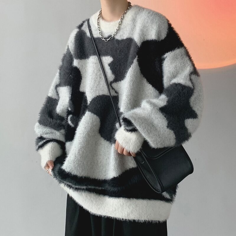 Autumn Winter Long Sleeve Trendy Brand Couple Outfit Round Neck Knitted Sweater Lazy Style Jacket Men's Top_viptrois.com