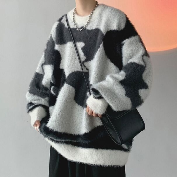 Autumn Winter Long Sleeve Trendy Brand Couple Outfit Round Neck Knitted Sweater Lazy Style Jacket Men's Top_viptrois.com