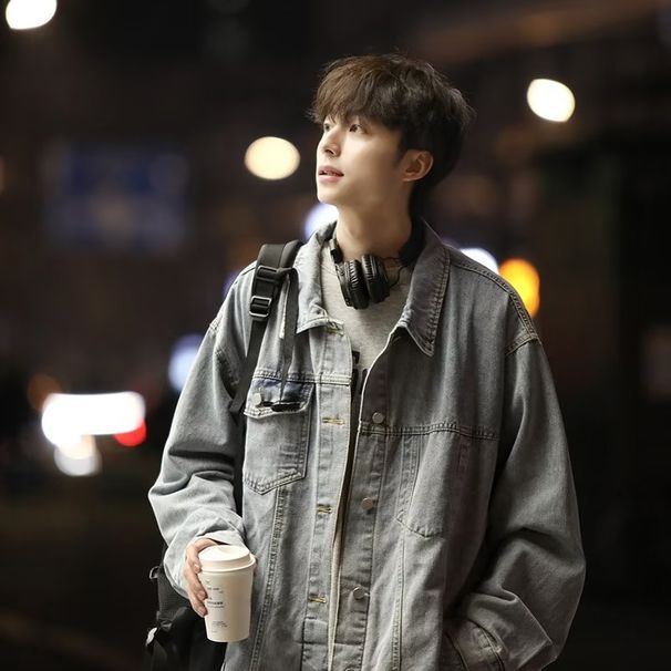 Spring Summer New Denim Men's American High Street Trendy Brand Workwear Retro Fashion Thin Black Jacket_viptrois.com