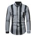 Men's Slim Fit Striped Long Sleeve Shirt – Stretch Acetate Blend, Wrinkle-Resistant & Lightweight (White/Light Grey/Dark Grey/Black/_viptrois.com